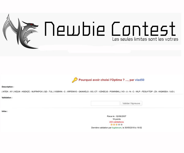 NewbieContest : Pourquoi avoir choisi l’Optima ?
